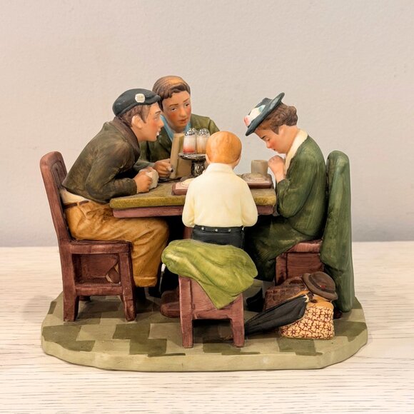 1976 Norman Rockwell GRACE BEFORE MEALS Gorham Figurine Vintage 1951 Post Cover - Picture 1 of 14